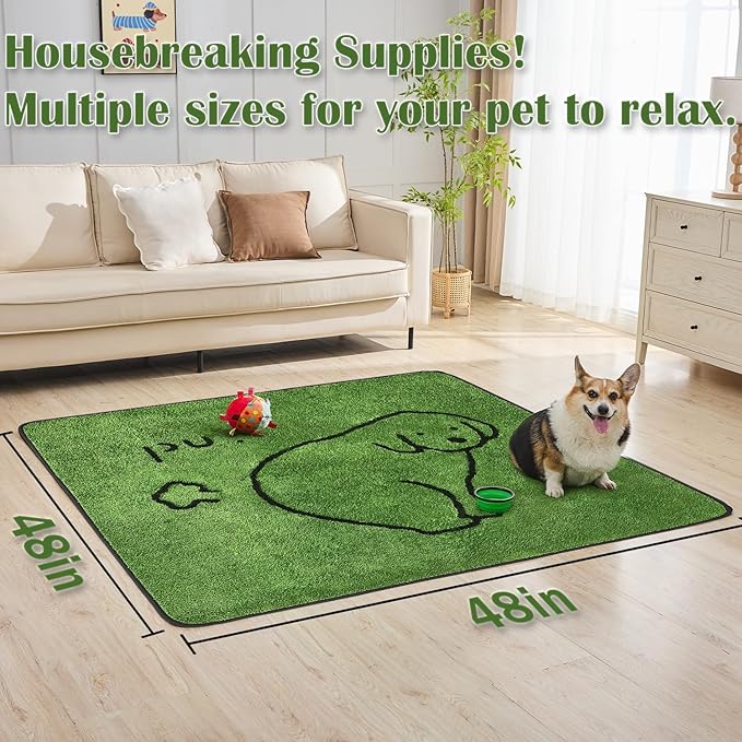 Qeils Reusable Puppy Pads, Washable Pee Pads for Dogs 2 Pack Durable Absorbent Leakproof Dog Training Pads for Home or Travel, Non-Slip Wee Wee Pads Potty Pads 48"x48"