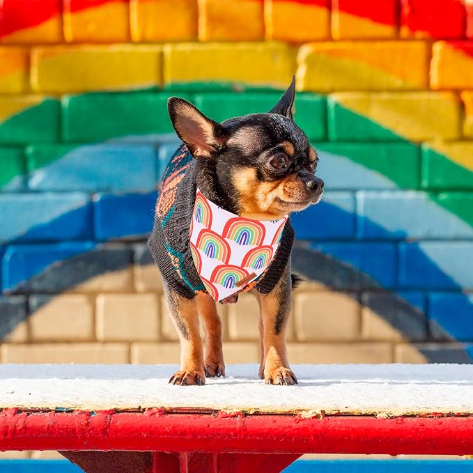 ADOGGYGO Rainbow Dog Bandana, Multi Size Offered, Rainbow Bandanas for Small Dogs Pets (Small)