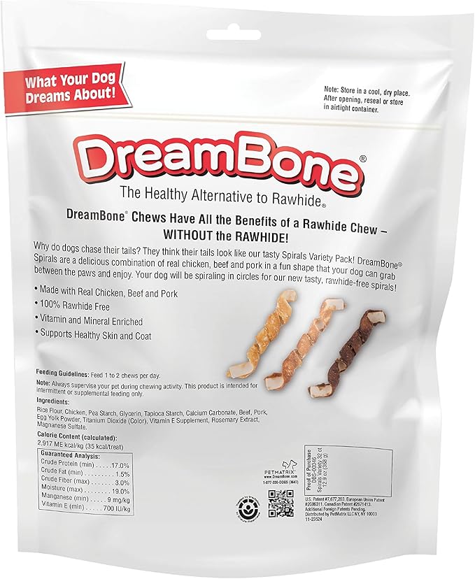 DreamBone Spirals Variety Pack, Treat Your Dog to a Chew Made with Real Meat and Vegetables