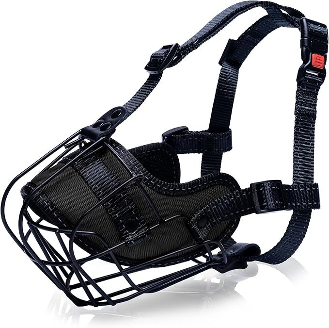 OOPSDOGGY Metal Dog Muzzle for Large Dog, Adjustable Brethable Wire Basket for Rottweiler to Prevent Biting Chewing (Black, Rottweiler)
