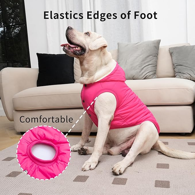 Fleece Lining Extra Warm Dog Hoodie in Winter for Medium Dogs Jacket Pet Coats with Hooded Pink L