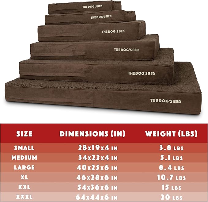 The Dog’s Bed Orthopedic Memory Foam Dog Bed, Brown Plush XL, Pain Relief for Arthritis, Hip & Elbow Dysplasia, Post Surgery, Lameness, Supportive, Calming, Waterproof Washable Cover