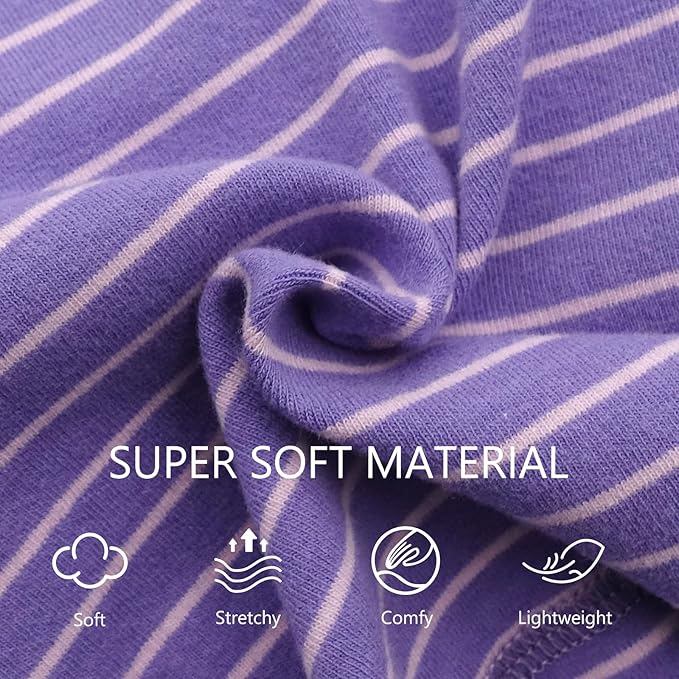 KYEESE Dog Pajamas Soft 4 Legs Doggie Jammies Striped Dog PJS Pet Jumpsuit Lightweight Puppy PJS Clothes Breathable Pajamas Stretchable Outfit Cozy Onesie Sleepwear for Summer,Purple Striped, Small