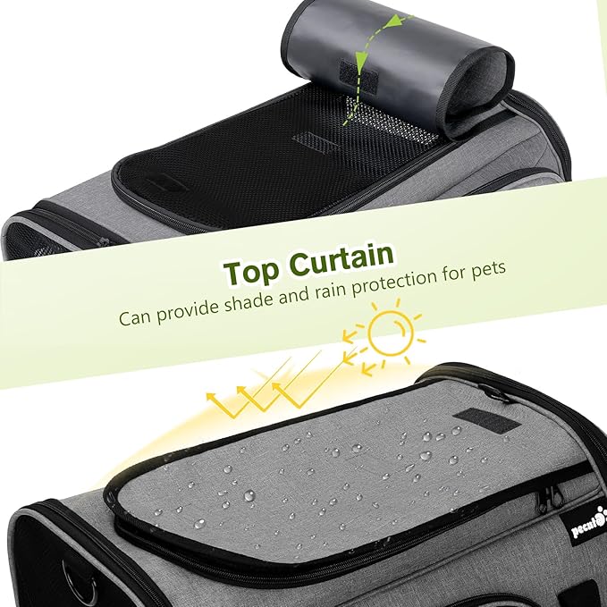 Pecute Expandable Cat Carrier, Soft Side Pet Carrier with Seat Belt, Dog Carriers for Small Dogs, Portable & Foldable Cat Bag Carrier Great for Travel, Outdoor, Hiking, Camping