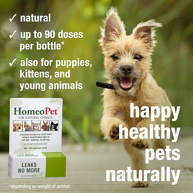 HomeoPet Leaks No More, Safe, Gentle, and Natural Cat and Dog Urinary Incontinence Relief, 15 Milliliters