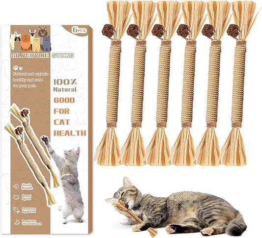 Silvervine Sticks for Cats, Silver Rattan Stick Catnip Stick,Kitten Training Toy,Cats Chew Stick Indoor,Cat Interactive Toy,Tooth Cleaning for cat,Kitty Wooden Tooth Stick Cat Game