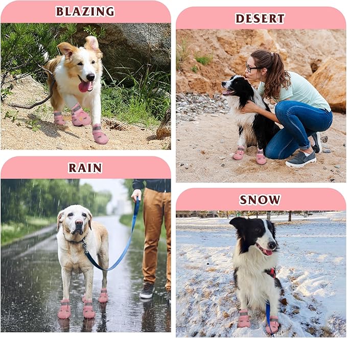 Dog Shoes for Large Medium Small Dog, Mesh Breathable Dog Shoes for Hot Pavement, Anti-Slip Dogs Boots Paw Protectors with Reflective for Outdoor Walking Indoor Hardfloors (Size 6)