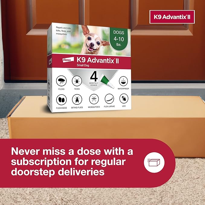 K9 Advantix II Small Dog Vet-Recommended Flea, Tick & Mosquito Treatment & Prevention | Dogs 4-10 lbs. | 4-Mo Supply