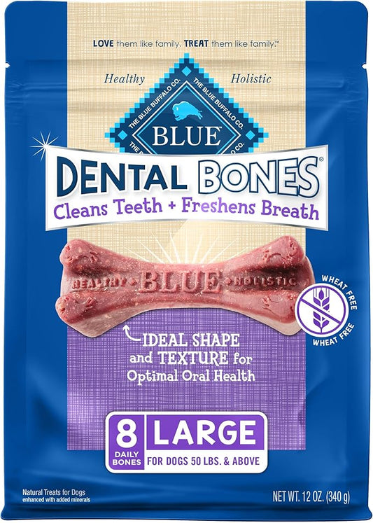 Blue Buffalo Dental Bones Large Natural Dental Chew Dog Treats Bag