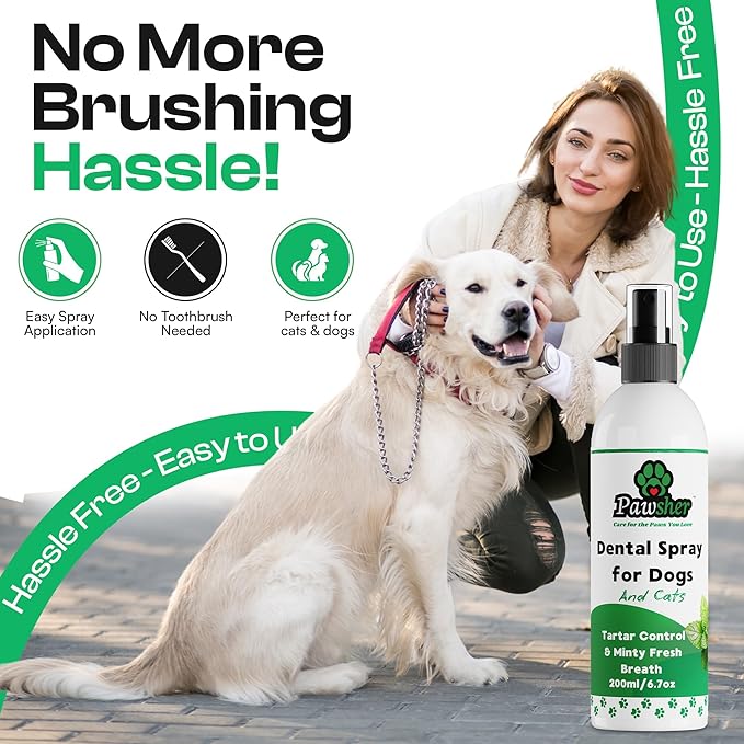 Dog Breath Freshener Spray 6.7 oz - Instant Fresh Breath for Cats & Dogs - Promotes Gum Health & Dental Care - Safe & Natural Ingredients Like Chamomile & Mint - Easy Dog Teeth Cleaning Spray