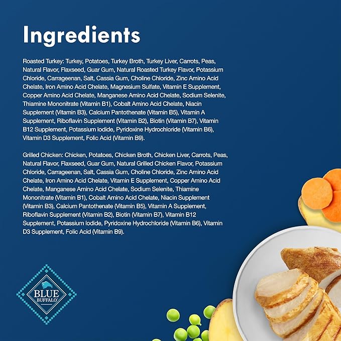 Blue Buffalo Delights Small Breed Natural Wet Dog Food Variety Pack, Roasted Turkey Paté and Grilled Chicken Paté, 3.5-oz Cups, 12 Count