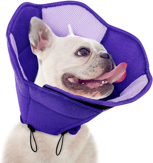 SUNFURA Dog Cone - Soft Cone for Dogs to Stop Licking, Pet E-Collar Alternative After Surgery, Adjustable Pet Recovery Collar for Wound Healing, Purple Medium