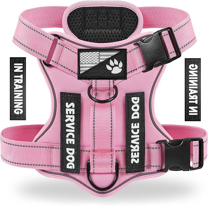 Demigreat Dog Harness, Reflective Vest with 5 Patches, Adjustable Soft Oxford, Inner Mesh, Prevent Pulling, Easy Control for Small Medium Large Dogs