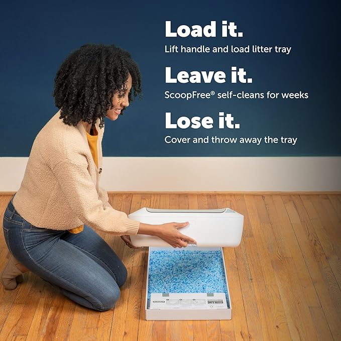 PetSafe ScoopFree Crystal Pro Self-Cleaning Cat Litter Box System – Enclosed Front-Entry – Advanced Odor Control – Includes 1 Disposable Crystal Litter Tray – White (PAL00-18017)