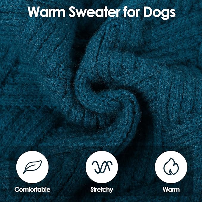 SUNFURA Dog Sweater, Christmas Sweaters for Large Dogs, Solid Color Dog Pullover for Fall Winter, Warm Sweatshirt Knit Turtleneck for Corgi, French Bulldog, Blue L