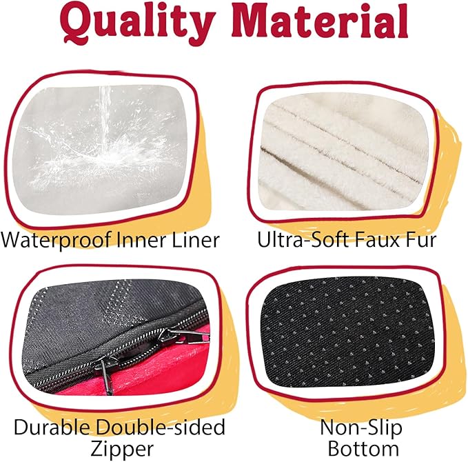 Christmas Washable Orthopedic Large Dog Bed - Removable Orthopedic Foam Pet Couches with Bolsters Waterproof Large Dog Bed and Non-Slip Bottom Extra Large Pet Sofa - Red