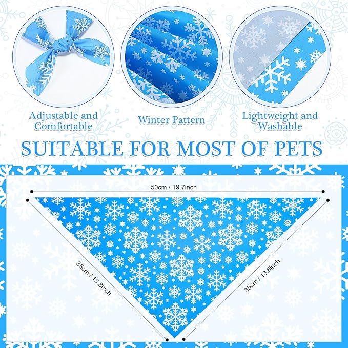 Abbylike 100 Pcs Winter Dog Bandanas Bulk Snowflake Bandanas for Dogs Triangle Kerchief Bibs Scarf for Pet Winter Costume Photo Props Accessories Pet Shops, 25 Styles Groomer(19.7 x 13.8 x 13.8)