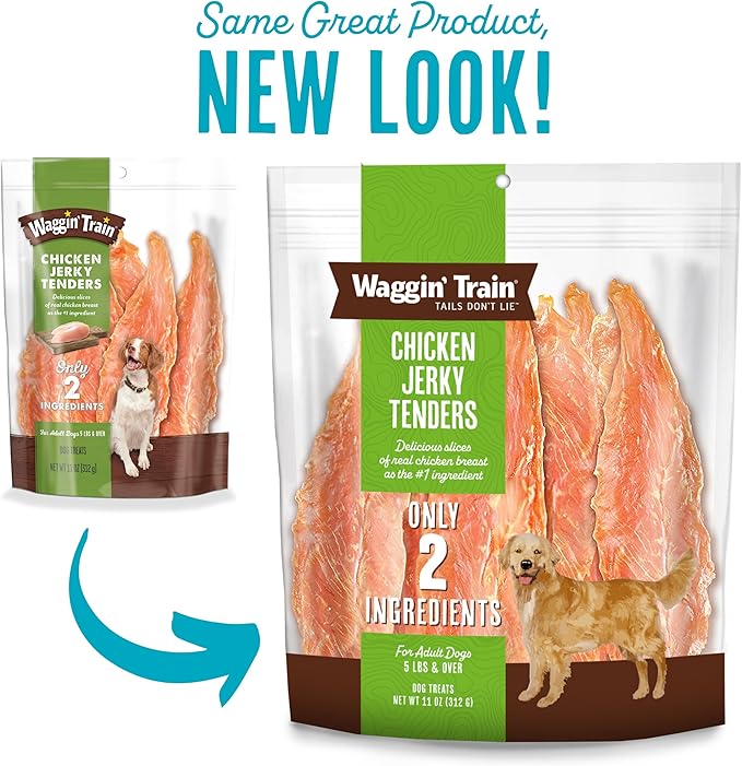 Waggin' Train Limited Ingredient, Grain Free Dog Treat, Chicken Jerky Tenders - 11 oz. Pouch (Pack of 2)