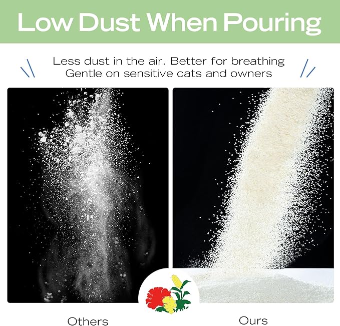 Natural Cat Litter Green Tea Scent, Plant-Based, Strong Clumping Litter, Odor Control, Easy Scooping, Clumps Lift Cleanly, Low Dust, 5.5 LB x 3 Bags