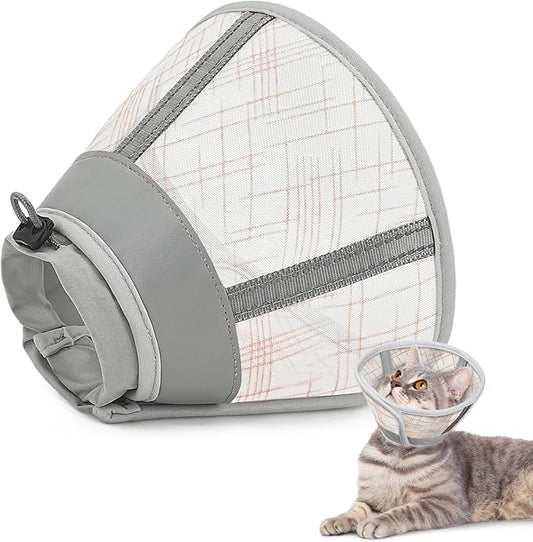 Supet Soft Air Mesh Cat Recovery Cone - Adjustable, Breathable Neck Cone Alternative for Small Kittens, Lightweight, Anti-Scratch