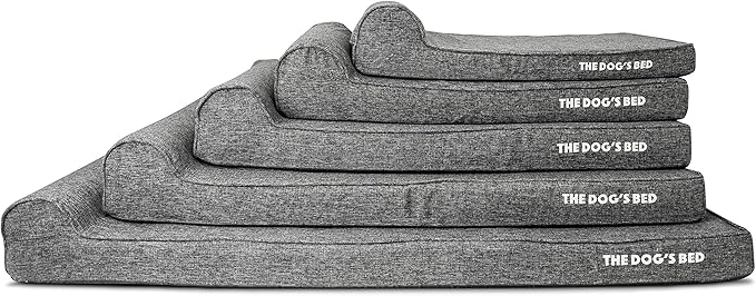 The Dog’s Bed Orthopedic Headrest Dog Bed XL Grey Linen, Memory Foam, Pain Relief for Arthritis, Hip & Elbow Dysplasia, Post Surgery, Lameness, Waterproof Washable Cover