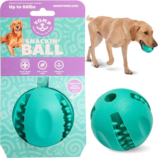 Yomp Snackin' Fillable Dog Toy – Stuffable, Interactive Treat Dispensing Chew Toy for Soft and Medium Chewers - Made of Pet-Safe, Non-Toxic Silicone