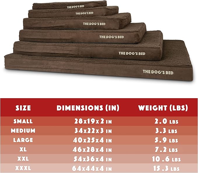 The Dog’s Bed Orthopedic Memory Foam Dog Bed, Large Brown Plush, Pain Relief for Arthritis, Hip & Elbow Dysplasia, Post Surgery, Lameness, Supportive, Calming, Waterproof Washable Cover