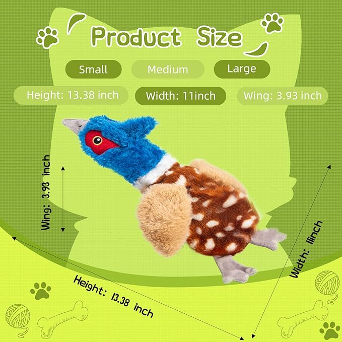 2-Pack Stuffing-Free Squeaky Dog Toys: Pheasant & Black-Headed Duck (4 Squeakers Each) | Hollow-Body Plush with Strategic Sound Zones
