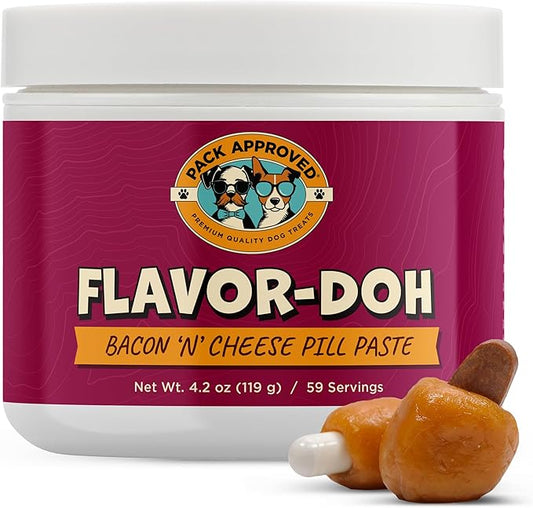 Flavor-Doh - Flavored Pill Wrap for Dogs to Hide Capsules and Create Pill Treats for Dogs - Easy-to-Use Treat Paste for Pet Medication - Bacon n' Cheese (4.2oz)
