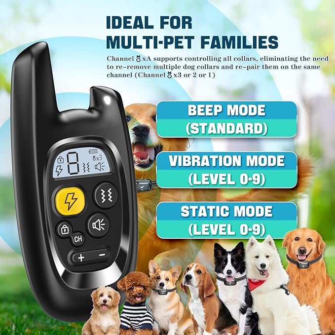 Dog Shock Collar for 2 Dogs - [2025 Newly Upgraded] Dog Training Collars with Remote,Rechargeable E-Collar Waterproof Collars with Unique Shock-Lock Keypad for Large Medium Small Dogs All Breeds