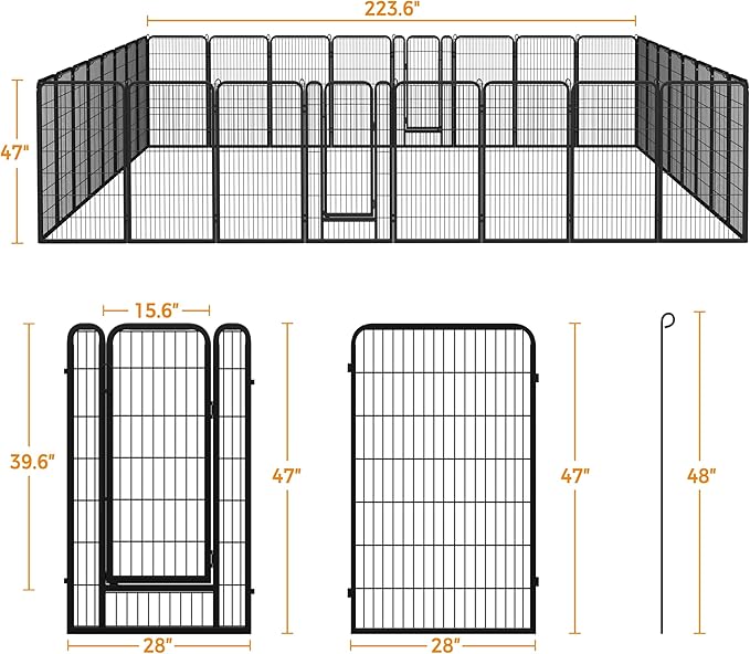 Yaheetech Dog Playpen Outdoor, 47 inch 32 Panels Dog Pen Indoor Heavy Duty Puppy Exercise Pen Metal Pet Fence for RV Camping/Yard/Garden