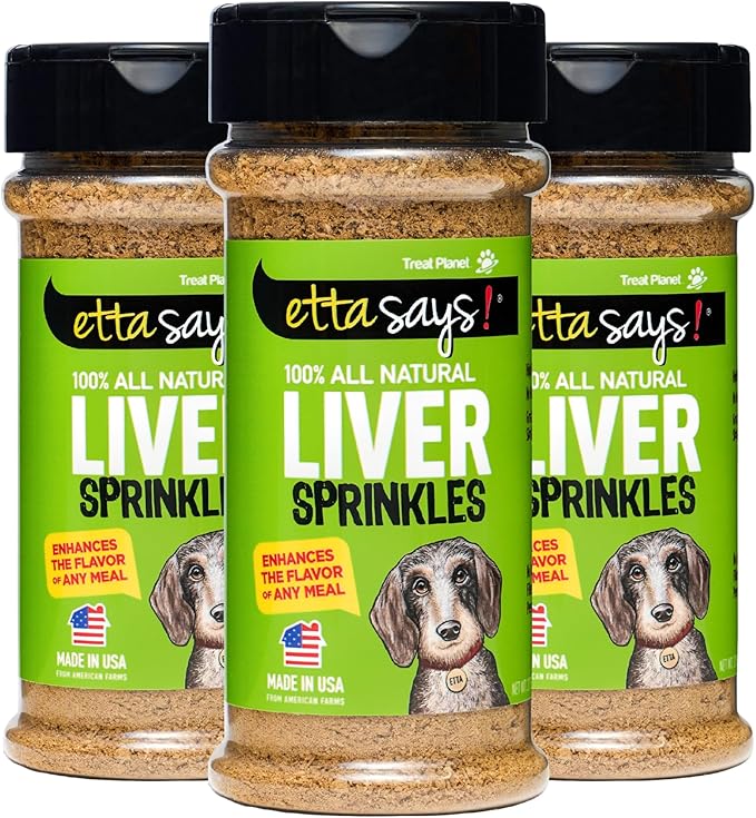 etta says! Liver Sprinkles for Dogs - High Protein Food Topper - Boosts Flavor - 100% Natural and Made in USA (Pack of 3)