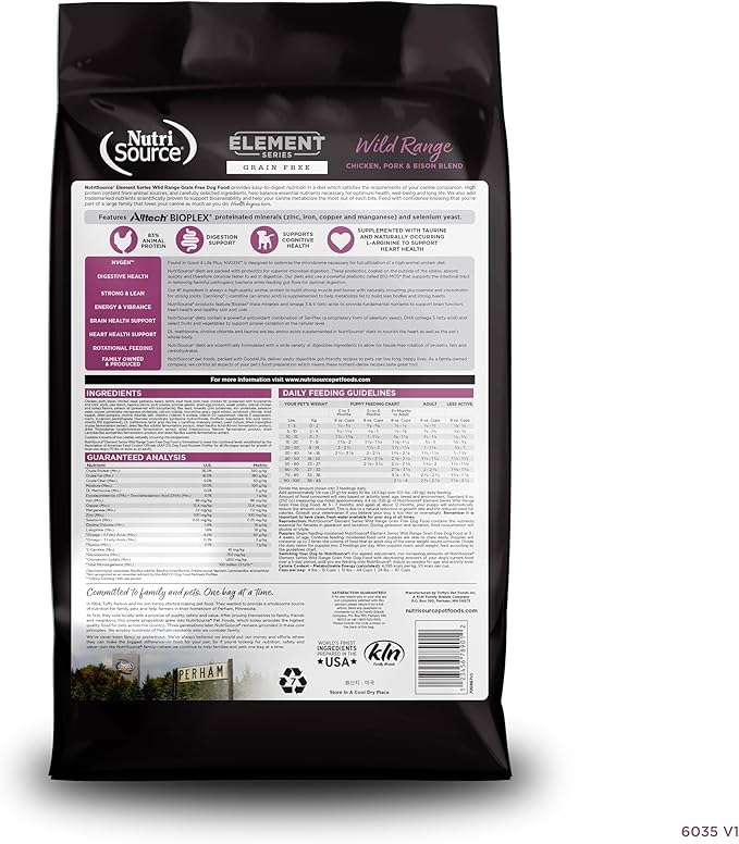 NutriSource Element Series Wild Range Dry Dog Food, Chicken, Pork & Bison, 4LB