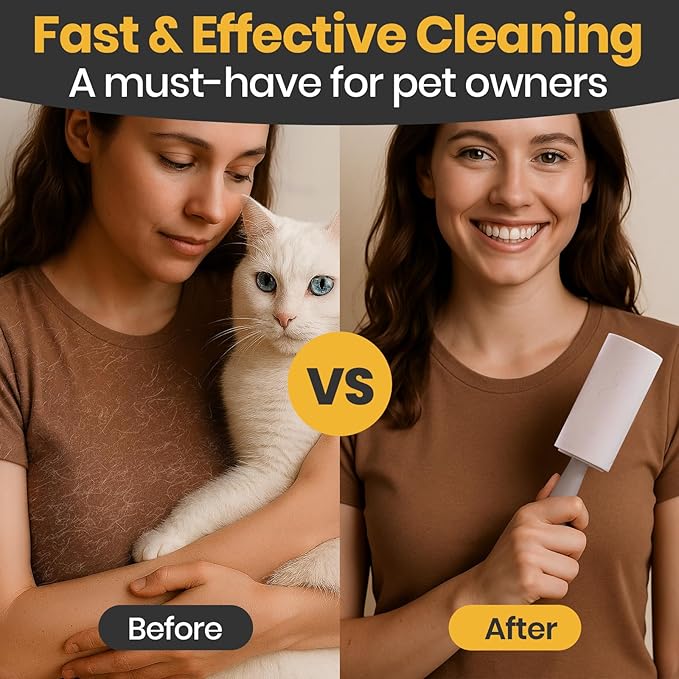 DELOMO Lint Roller 600 Sheets (2 Rollers + 4 Refills) - Lint Rollers for Pet Hair Extra Sticky, Mega Value Pet Hair Removal Tool for Clothes/Couch/Furniture/Car - Keep Your Home Tidy