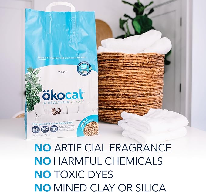 ökocat Original Low-Dust Natural Wood Clumping Cat Litter with Odor Control 16.6 lbs Large