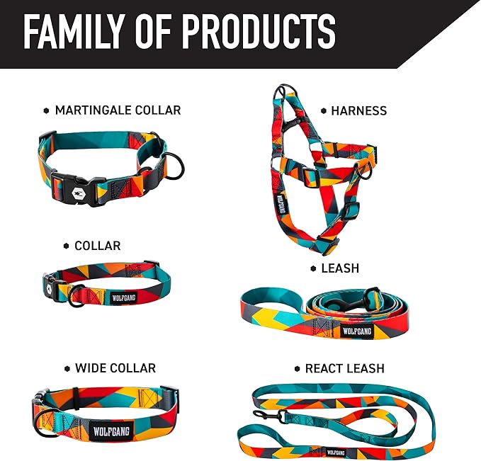 Wolfgang Heavy Duty Adjustable Dog Harness, Pull-Tested to Over 800 lbs for Walking & Training, ShatterShapes Print, Large