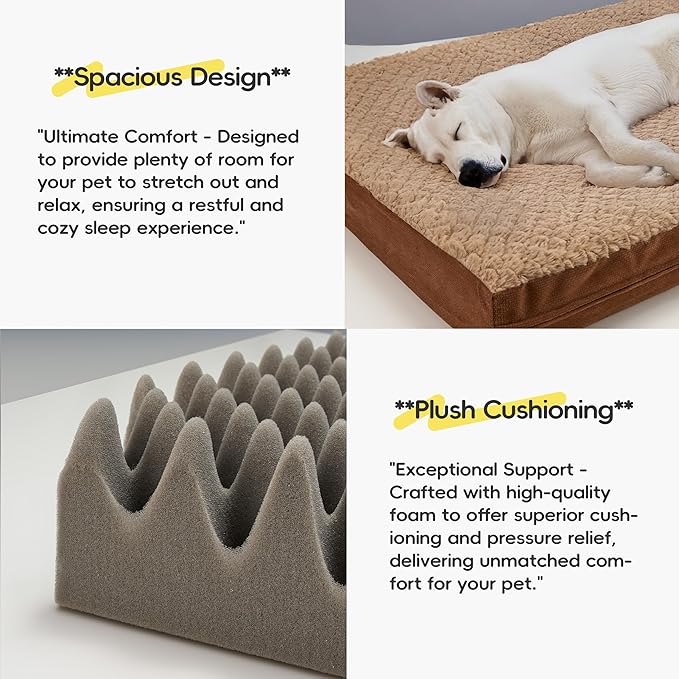 Sytopia Washable 44" Dog Bed for Large Dogs – Double-Sided Plush, Waterproof, Removable Cover, Thick Orthopedic Support, Durable Multi- Size Comfort Clearance Indoor Flat Dog Bed