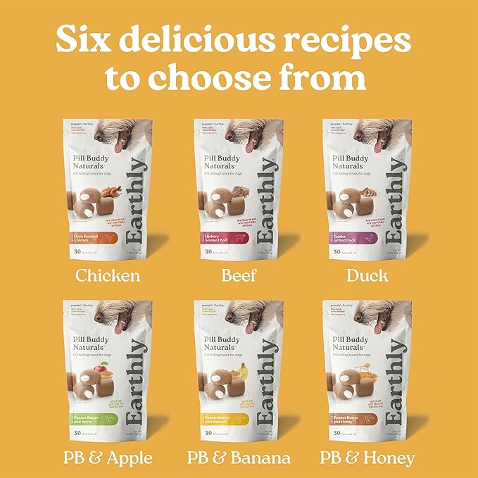 Presidio Pill Buddy Naturals - Duck (Chicken-Free) Hiding Treats for Dogs - Pocket for Any Size Medication - 90 Servings