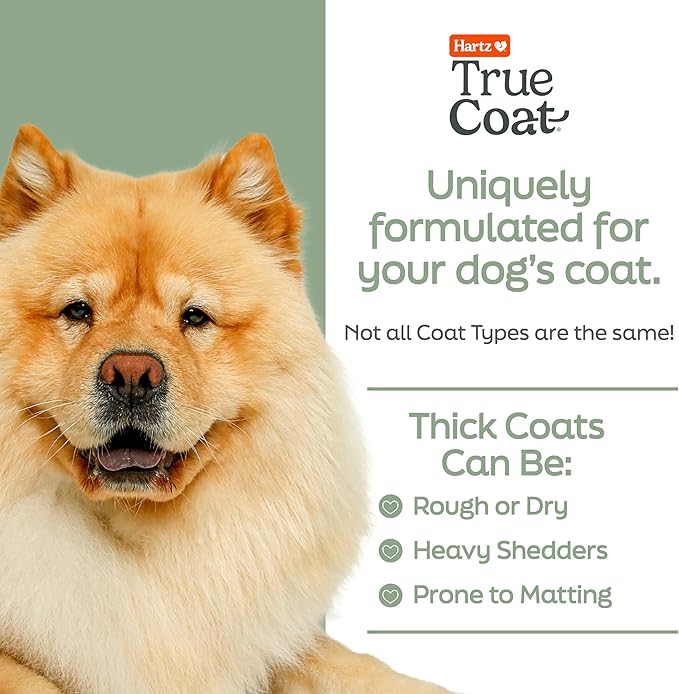 New! Hartz True Coat Thick Coat Specific Dog Shampoo, Desheds & Softens with Oat Milk, Coconut Oil & Aloe