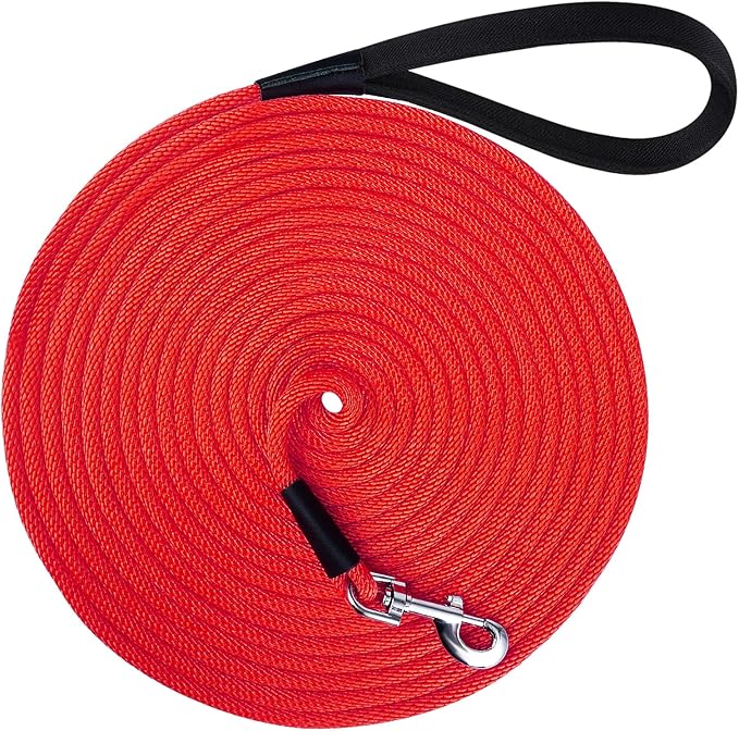 lynxking Check Cord Dog Leash Long Lead Training Tracking Line Comfortable Handle Heavy Duty Puppy Rope 10ft 15ft 30ft 50ft for Small Medium Large Dog