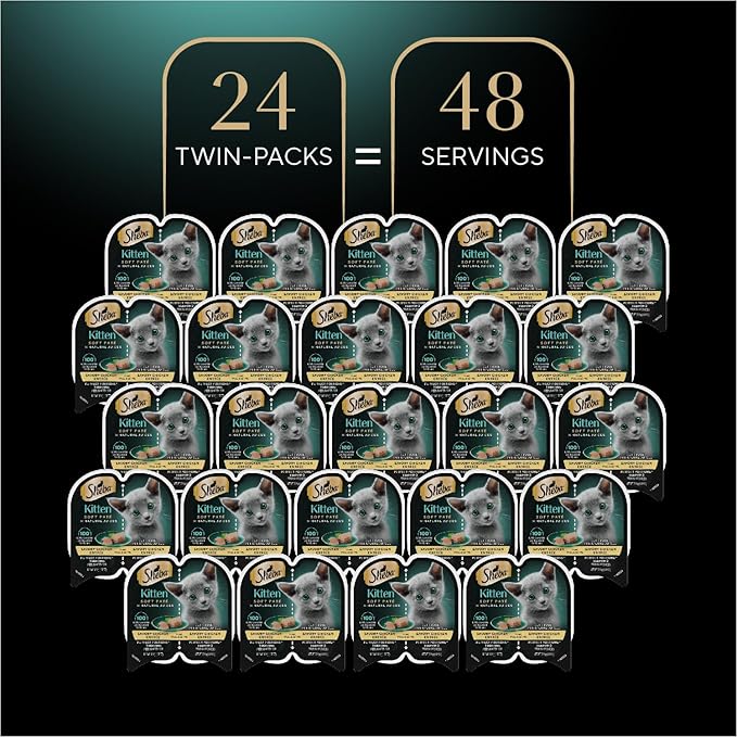 Sheba Perfect Portions Kitten Wet Cat Food Pate Turkey Entree, 2.6 oz. Twin-Pack Trays (24 Count, 48 Servings)