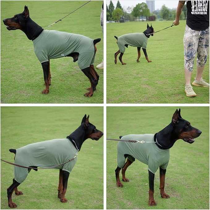 LoveLongLong Dog Jumpsuit with UV Protection and Quick-Dry Fabric for Spring Summer Pet Pajamas Army Green L