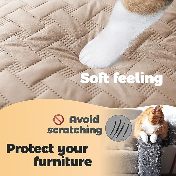 gogobunny 100% Double Sided Waterproof Dog Blanket Soft Bed Pet Cover Reversible Protect Furniture Couch Sofa Car for Puppy Cat Kids (Dark Beige/Light Beige, 52x82 Inch (Pack of 1))