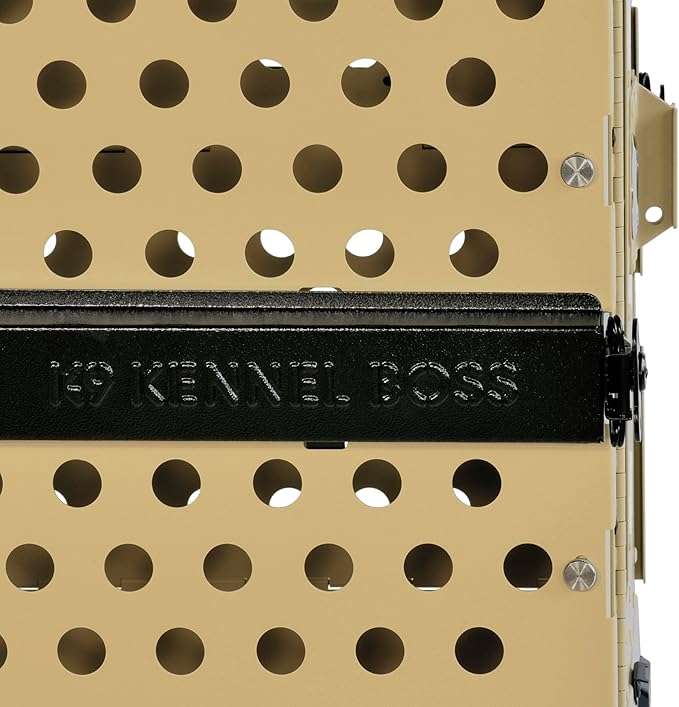 Heavy Duty Fully Collapsible Powder-Coated Aluminum Dog Crate - Medium-Long (Tan)