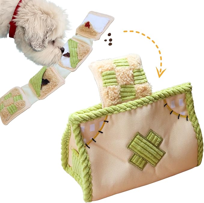 Interactive Dog Toys, Snuffle Puzzle Toys for Small Medium Large Dogs – Durable Hide & Seek Treat Dispenser with Squeaky & Crinkle Sounds, 2-in-1Chew Toy, Dog Birthday for Gifts (Tissue Box)