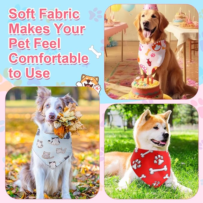 Amylove 120 Pcs Halloween Dog Bandanas Bulk Thanksgiving Day Holiday Triangle Dog Pack Puppy Kerchief Bandana Adjustable Pet Scarf for Pet Cat Costume Accessories Decor(Cartoon)