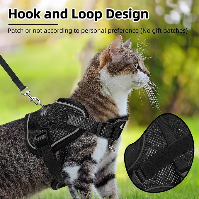 PUPTECK Cat Harness and Leash Set Escape Proof, Adjustable Reflective Kitten Jacket Easy Control, Pet Vest Harness for Cats Small Dogs Puppies Walking and Travel