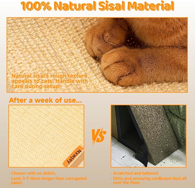 Cat Scratcher Sisal Cat Bed with Ball Toy Large Hammock Cat Scratchers for Indoor Cats Adults Scratching Board for Cat Scratch Pad Furniture Protector Lounger