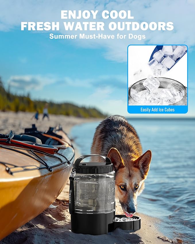 lesotc 95OZ Large Dog Water Bottle,Portable Travel Water Bowl for Dogs Camping Hiking Traveling Beach Park Accessories,Dog Water Bowl Dispenser with Pull-Out Drinking Bowls,Leak Proof Pet Water Bottle