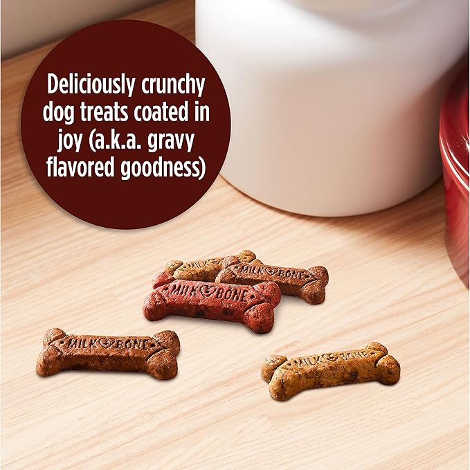 Milk-Bone Gravy Bones Dog Treats with 4 Savory Meat Flavors Coated in Gravy, 19 Ounce (Pack of 12)